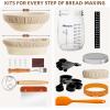 imageComplete Sourdough Starter Kit Kikcoin 26PCS Banneton Bread Proofing Basket Set Includes 35oz Sourdough Starter Jar Sourdough Bread Baking Supplies with Bread Lame Danish Whisk Dough Scraper10 Round Basket  10 Oval Basket  Sourdough Jar