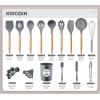 image23 PCS Kitchen Utensils Set Kikcoin Wood Handle Silicone Cooking Utensils Set with Holder Spatulas Silicone Heat Resistant Cooking Gadgets for Nonstick Cookware Grey