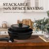 imageKIKCOIN 20 Pcs Pots and Pans Set Non Stick Detachable Handle Cookware Sets Nonstick Non Toxic Induction RV Kitchen Cooking Set with Removable Handles DishwasherOven Safe Easy Clean BlackBlack