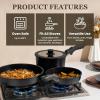 imageKIKCOIN 20 Pcs Pots and Pans Set Non Stick Detachable Handle Cookware Sets Nonstick Non Toxic Induction RV Kitchen Cooking Set with Removable Handles DishwasherOven Safe Easy Clean BlackBlack
