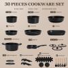 imageKIKCOIN 20 Pcs Pots and Pans Set Non Stick Detachable Handle Cookware Sets Nonstick Non Toxic Induction RV Kitchen Cooking Set with Removable Handles DishwasherOven Safe Easy Clean BlackBlack