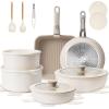 imageKIKCOIN 20 Pcs Pots and Pans Set Non Stick Detachable Handle Cookware Sets Nonstick Non Toxic Induction RV Kitchen Cooking Set with Removable Handles DishwasherOven Safe Easy Clean BlackBeige with Taupe