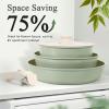 imageKIKCOIN Pots and Pans Set Nonstick Ceramic Cookware Set Detachable Handle Induction Kitchen Cookware Set with Removable Handle Healthy Non Stick RV Cookware Dishwasher  Oven Safe PFOA FreeGreen