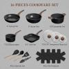 imageKikcoin 16Pcs Pots and Pans Set Nonstick Ceramic Cookware Sets Induction Kitchen Cooking Set Non toxic Healthy Non Stick wGrill PanSaute Pan Ceramic WhiteBlack