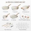 imageKikcoin 16Pcs Pots and Pans Set Nonstick Ceramic Cookware Sets Induction Kitchen Cooking Set Non toxic Healthy Non Stick wGrill PanSaute Pan Ceramic WhiteCeramic White