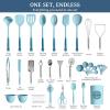 imageKikcoin 43Pcs Kitchen Utensils Set  Silicone Cooking Utensil Set Dishwasher Safe Spatula for Nonstick Cookware 446F Heat Resistant Kitchen Gadgets with Holder BPA Free Avocado GreenBlue