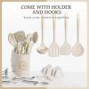 imageKikcoin 43Pcs Kitchen Utensils Set  Silicone Cooking Utensil Set Dishwasher Safe Spatula for Nonstick Cookware 446F Heat Resistant Kitchen Gadgets with Holder BPA Free Avocado GreenCream