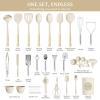 imageKikcoin 43Pcs Kitchen Utensils Set  Silicone Cooking Utensil Set Dishwasher Safe Spatula for Nonstick Cookware 446F Heat Resistant Kitchen Gadgets with Holder BPA Free Avocado GreenCream