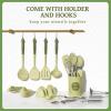 imageKikcoin 43Pcs Kitchen Utensils Set  Silicone Cooking Utensil Set Dishwasher Safe Spatula for Nonstick Cookware 446F Heat Resistant Kitchen Gadgets with Holder BPA Free Avocado GreenAvocado Green