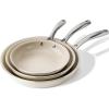 imageKikcoin Ceramic Nonstick Frying Pans Set Healthy Non Toix Pans for Cooking 8quot 95quot 11quot Ceramic Frying Pans and Skillet with Stay Cool Handle DishwasherOven Safe PFAS ampamp PTFE ampamp PFOA FreeCream Beige