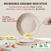 imageKikcoin Ceramic Nonstick Frying Pans Set Healthy Non Toix Pans for Cooking 8quot 95quot 11quot Ceramic Frying Pans and Skillet with Stay Cool Handle DishwasherOven Safe PFAS ampamp PTFE ampamp PFOA FreeCream Beige