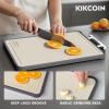 imageKikcoin Double Sided Stainless Steel Cutting Boards for Kitchen Stainless Steel and Wheat Straw PP Large Chopping Board BlackBeige