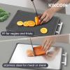 imageKikcoin Double Sided Stainless Steel Cutting Boards for Kitchen Stainless Steel and Wheat Straw PP Large Chopping Board BlackBlack