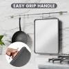 imageKikcoin Double Sided Stainless Steel Cutting Boards for Kitchen Stainless Steel and Wheat Straw PP Large Chopping Board BlackBlack