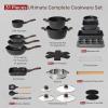 imageKikcoin Pots and Pans Set Non Stick 31 Piece Kitchen Nonstick Cooking Cookware Sets with Grill Pan Saucepan Baking Sheet UtensilBlack