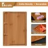imageBamboo Cutting Boards for Kitchen Set of 3 Kitchen Chopping Board with 3 BuiltIn Compartments and Juice Groove Heavy Duty Serving Tray Wood Butcher Block and Wooden Carving Board KikcoinBrown