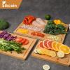 imageBamboo Cutting Boards for Kitchen Set of 3 Kitchen Chopping Board with 3 BuiltIn Compartments and Juice Groove Heavy Duty Serving Tray Wood Butcher Block and Wooden Carving Board KikcoinBamboo