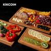 imageBamboo Cutting Boards for Kitchen Set of 3 Kitchen Chopping Board with 3 BuiltIn Compartments and Juice Groove Heavy Duty Serving Tray Wood Butcher Block and Wooden Carving Board KikcoinBrown
