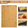 imageBamboo Cutting Boards for Kitchen Set of 3 Kitchen Chopping Board with 3 BuiltIn Compartments and Juice Groove Heavy Duty Serving Tray Wood Butcher Block and Wooden Carving Board KikcoinBamboo