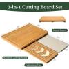 imageKikcoin Bamboo Cutting Board Set with Defrosting Tray Wood Cutting Boards for Kitchen with Deep Juice Grooves ampamp Builtin Organizer Meal Prep Charcuterieampamp Chopping Board for Meat Vegetables and Bread