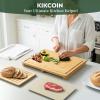 imageKikcoin Bamboo Cutting Board Set with Defrosting Tray Wood Cutting Boards for Kitchen with Deep Juice Grooves ampamp Builtin Organizer Meal Prep Charcuterieampamp Chopping Board for Meat Vegetables and Bread
