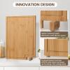 imageKikcoin Bamboo Cutting Boards for Kitchen Extra Large Wood Cutting Board with Rotating Kickstand ampamp Juice Groove Wooden Chopping Board for Meats Veges Fruits Heavy Duty Serving Tray 17 x 113 inch24L x 18W