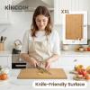 imageKikcoin Bamboo Cutting Boards for Kitchen Extra Large Wood Cutting Board with Rotating Kickstand ampamp Juice Groove Wooden Chopping Board for Meats Veges Fruits Heavy Duty Serving Tray 17 x 113 inch20L x 14W