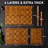 imageKikcoin Extra Large Bamboo Cutting Boards Set of 3 Chopping Boards with Juice Groove Bamboo Wood Cutting Board Set Butcher Block for Kitchen End Grain Serving Tray