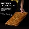 imageKikcoin Extra Large Bamboo Cutting Boards Set of 3 Chopping Boards with Juice Groove Bamboo Wood Cutting Board Set Butcher Block for Kitchen End Grain Serving Tray