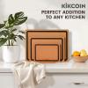 imageKikcoin Wood Cutting Board Set of 3 Cutting Boards for Kitchen with Holder Dishwasher Safe Nonslip Chopping Board with Juice Groove Wood Fiber Composite Cutting Boards