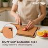 imageKikcoin Wood Cutting Board Set of 3 Cutting Boards for Kitchen with Holder Dishwasher Safe Nonslip Chopping Board with Juice Groove Wood Fiber Composite Cutting Boards