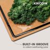 imageKikcoin Wood Cutting Board Set of 3 Cutting Boards for Kitchen with Holder Dishwasher Safe Nonslip Chopping Board with Juice Groove Wood Fiber Composite Cutting Boards