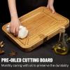 imageTurkey Carving Board Heavy Duty Meat Cutting Board for Thanksgiving Bamboo Wood Butcher Block Brisket Cutting Boards with Juice Groove Pyramid Spikes Stabilizes Steak or Turkey While Carving