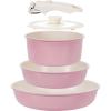 imageKIKCOIN Pots and Pans Set Nonstick Ceramic Cookware Set Detachable Handle Induction Kitchen Cookware Set with Removable Handle Healthy Non Stick RV Cookware Dishwasher  Oven Safe PFOA FreePink