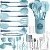 imageKikcoin 43Pcs Kitchen Utensils Set  Silicone Cooking Utensil Set Dishwasher Safe Spatula for Nonstick Cookware 446F Heat Resistant Kitchen Gadgets with Holder BPA Free Avocado GreenBlue
