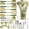 imageKikcoin 43Pcs Kitchen Utensils Set  Silicone Cooking Utensil Set Dishwasher Safe Spatula for Nonstick Cookware 446F Heat Resistant Kitchen Gadgets with Holder BPA Free Avocado GreenAvocado Green