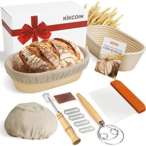 image5 Inch Banneton Bread Proofing Basket Set of 6 Kikcoin Mini Sourdough Bread Baking Supplies Small Banneton Basket Proofing Baskets for Sourdough Bread Baking10 Oval Baskets  2 Pack