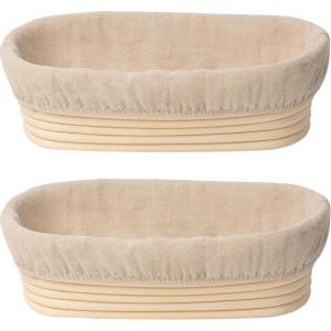 image5 Inch Banneton Bread Proofing Basket Set of 6 Kikcoin Mini Sourdough Bread Baking Supplies Small Banneton Basket Proofing Baskets for Sourdough Bread Baking12 Oval Baskets  2 Pack