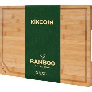 imageBamboo Cutting Boards for Kitchen Extra Large Wood Cutting Board with Deep Juice Groove and Handle Heavy Duty Chopping board Kikcoin 20quot x 14quot24L x 18W