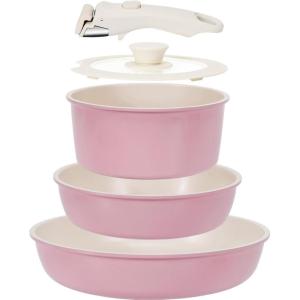 imageKIKCOIN Pots and Pans Set Nonstick Ceramic Cookware Set Detachable Handle Induction Kitchen Cookware Set with Removable Handle Healthy Non Stick RV Cookware Dishwasher  Oven Safe PFOA FreePink