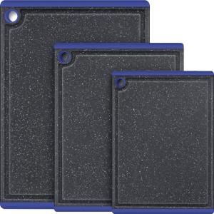 imageKikcoin Plastic Cutting Boards for Kitchen 3Piece Large Cutting Board Set Dishwasher Safe Chopping Boards with Nonslip Feet and Juice Grooves WhiteBlue