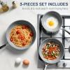 imageKikcoin Ceramic Nonstick Frying Pan Skillets  3 Sizes Omelette Pans for Healthly Cooking 89511 Inch Egg Pan with Stay Cool Handle Free of PFAS PFOA PTEE OvenDishwasher Safe for Busy Kitchen