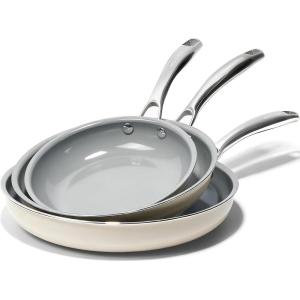 imageKikcoin Ceramic Nonstick Frying Pan Skillets  3 Sizes Omelette Pans for Healthly Cooking 89511 Inch Egg Pan with Stay Cool Handle Free of PFAS PFOA PTEE OvenDishwasher Safe for Busy Kitchen
