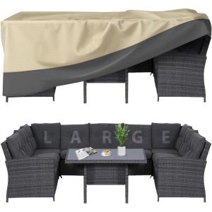 imageRectangular Patio Dining Table Cover Waterproof Heavy Duty 74quotx54quotx28quot Outdoor Patio Furniture Cover Waterproof UV Snow ResistantBeige with Grey