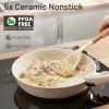 imageKIKCOIN Ceramic Nonstick Pots and Pans Set  Cookware Set with Detachable Handle  25 Pack Stackable Cooking Set for RV Kitchen with Frying Pans Steamer  InductionDishwasherOven Safe PFOA Free