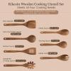 imageKikcoin Wood Kitchen Utensils Set 10 PCS Solid Teak Wooden Spoons for Cooking with Long Handle HeatResistant Wooden Cooking Utensils Set for Nonstick Cookware Including Hanging Hole7 PCS SET