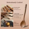 imageKikcoin Wood Kitchen Utensils Set 10 PCS Solid Teak Wooden Spoons for Cooking with Long Handle HeatResistant Wooden Cooking Utensils Set for Nonstick Cookware Including Hanging Hole10 PCS SET